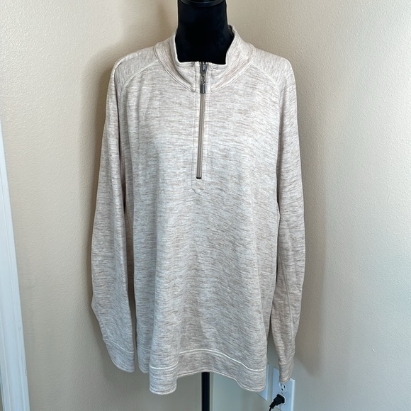 Tommy Bahama cream speckled quarter zip pullover - Picture 2 of 9